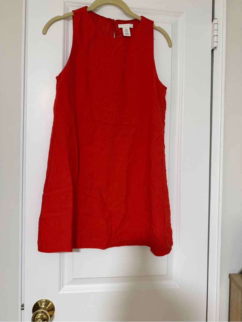 Linen red Sleeveless Red Shift Dress